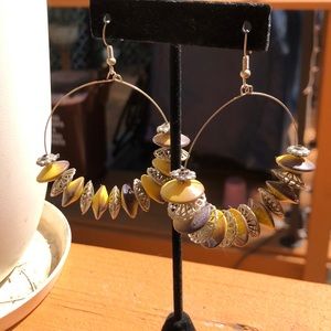 Yellow Gold and dark brown on wire earrings